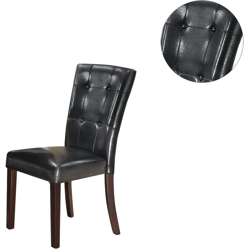 Modern Parson Chairs Black Faux Leather Tufted Set Of 2 Side Chairs Dining Seatings