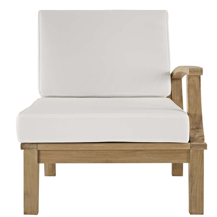 Marina Teak Wood Outdoor Patio Right-Facing Sofa Chair - Luxury, Durable, All-Weather Cushions - Part of Marina Patio Furniture Set