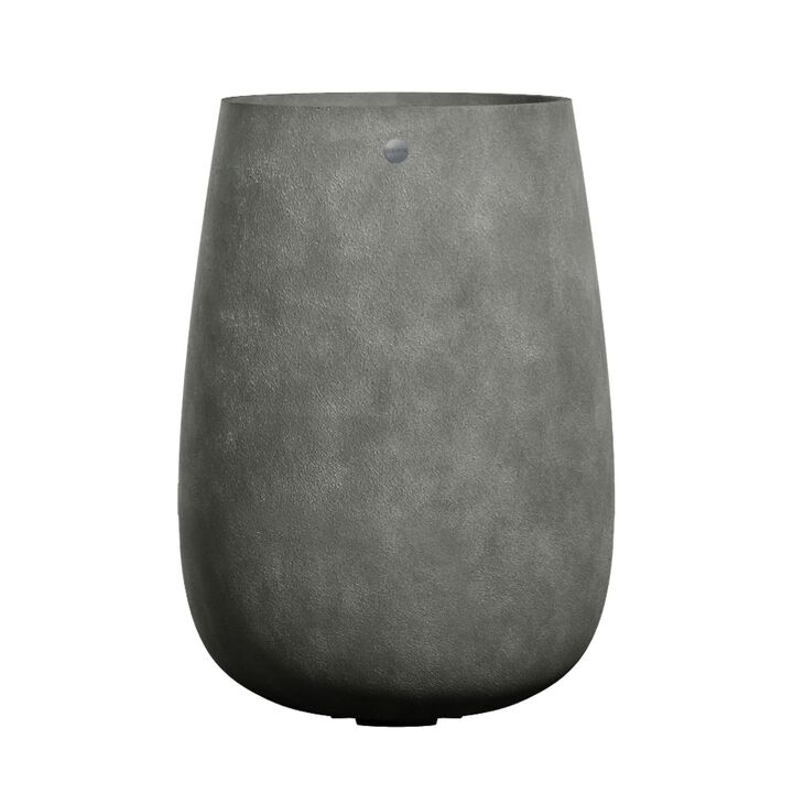 COSAPOTS Mondo High Tall Planter – White Stone Finish – Fiberglass Indoor/Outdoor and Weather-Resistant Round Planter (17.7" D x 30.9" H Exterior, 16.5" D x 30.7" H Interior)