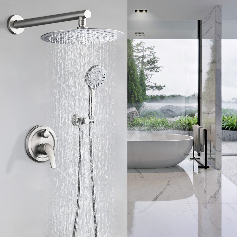 High Pressure Wall Mounted Shower With 5-Function Handheld Shower Head