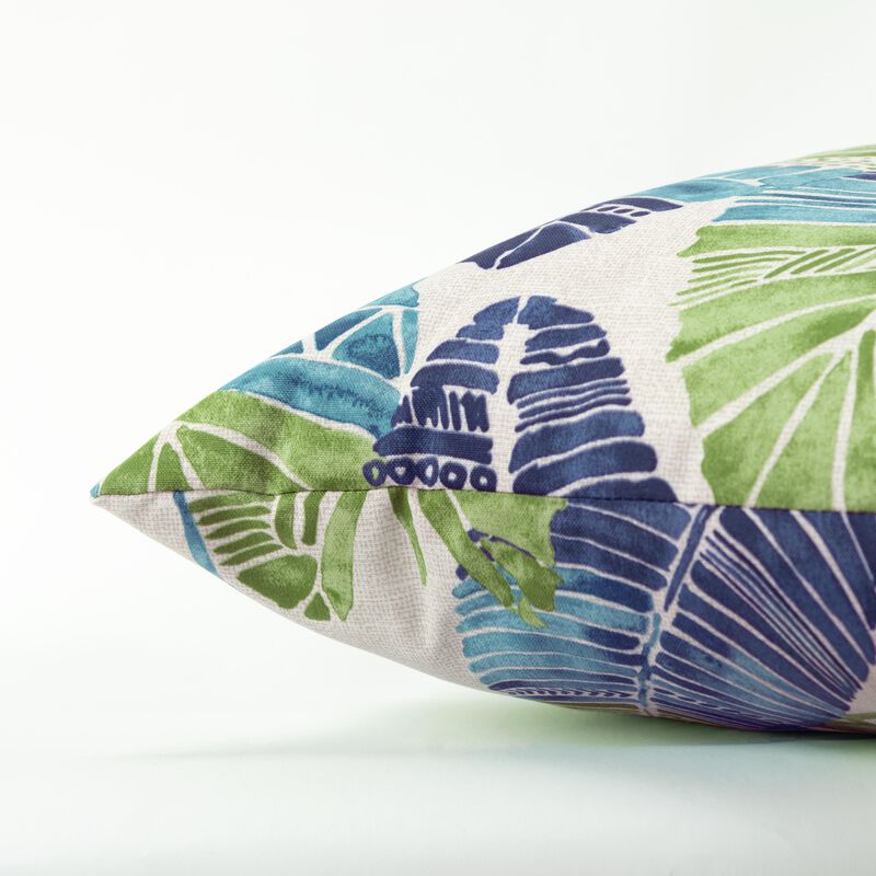 22"x22" Indoor/Outdoor Pillow, Tropical Green Blue