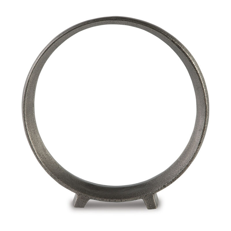 Dalie Sculpture, Round Metal Accent Tabletop Size, 12 Inch, Silver - Benzara