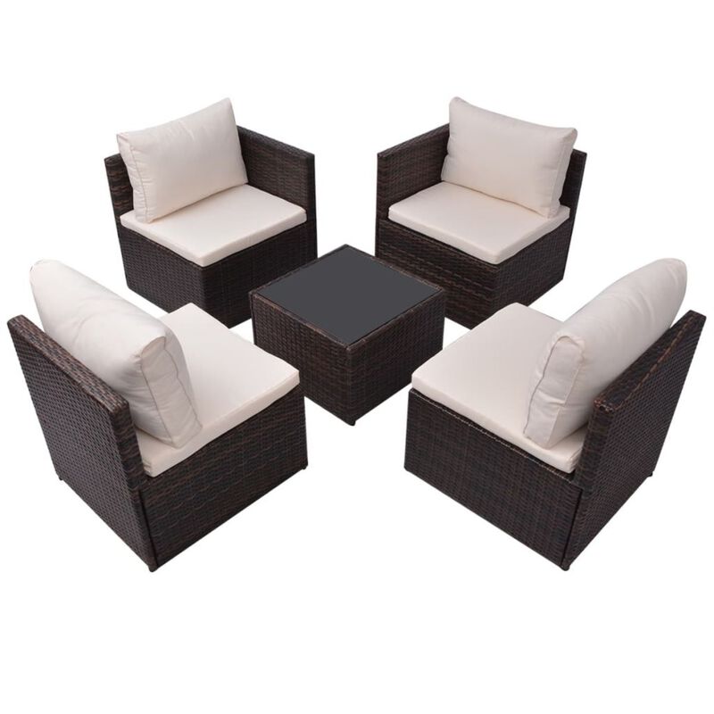 vidaXL Garden Sofa Set 13 Pieces Poly Rattan Brown