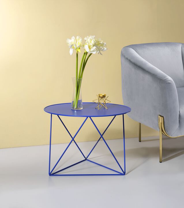 ACME Epidia Accent Table, Blue Finish