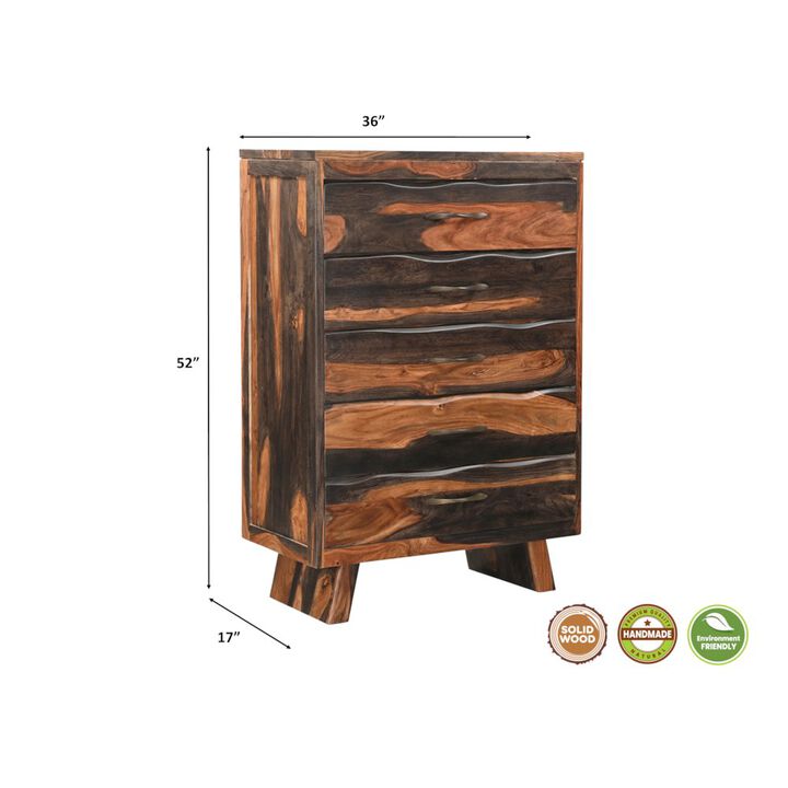 Taran Designs Marin 5-drawer Live Edge Solid Wood Chest