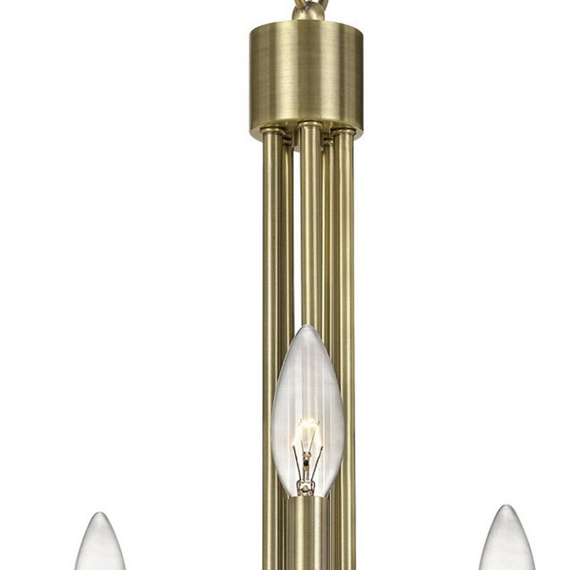 Metal Chandelier with 5 Candelabra Holders, Gold-Benzara