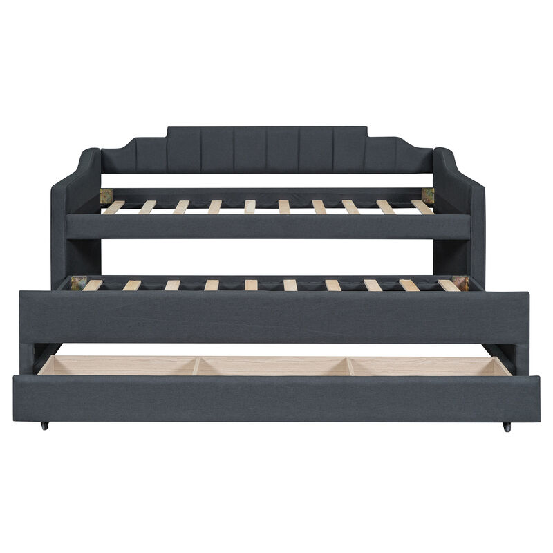 Merax Upholstered Daybed with Trundle and Drawers