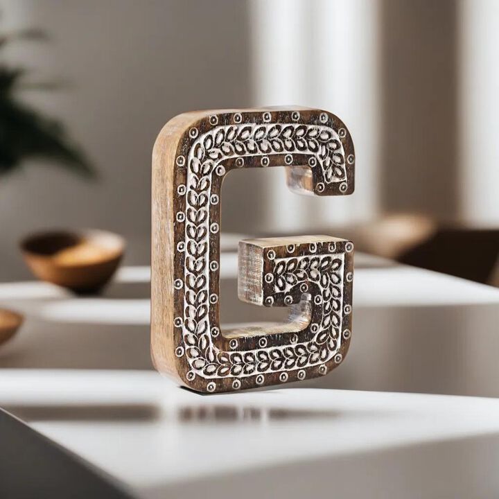 Vintage Natural Handmade Eco-Friendly "G" Alphabet Letter Block For Wall Mount & Table Top Décor
