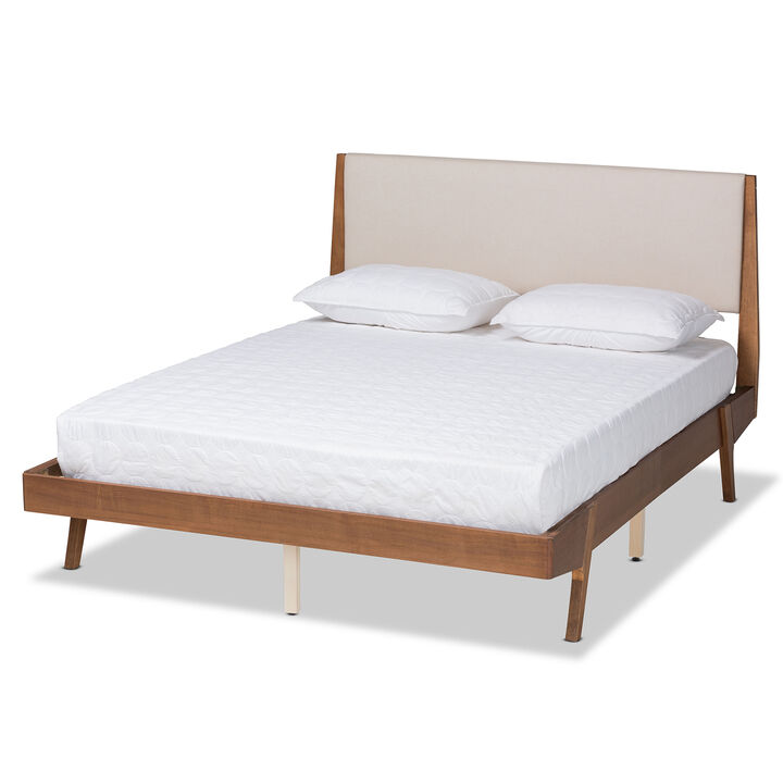Baxton Studio Senna Beige Fabric Upholstered King Size Platform Bed