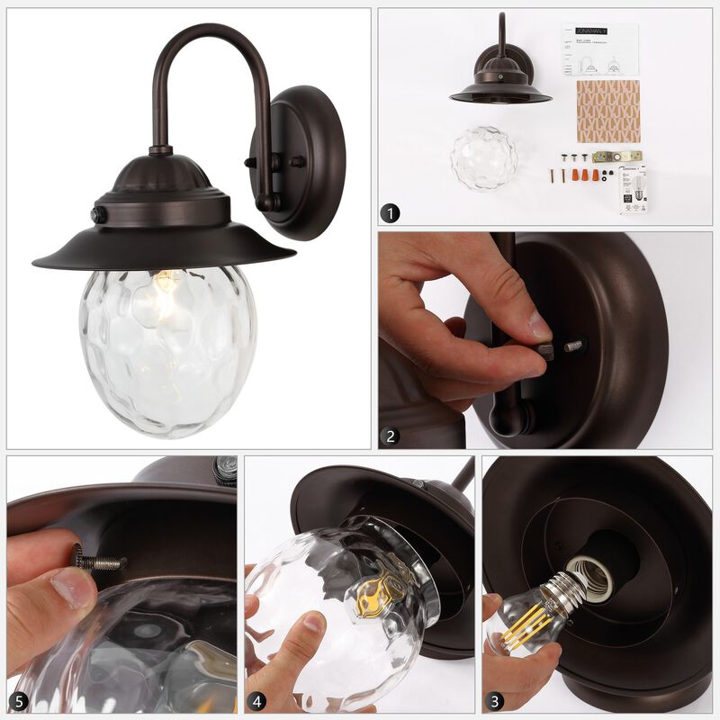 Rodanthe 1-Light Farmhouse Industrial Iron/Glass Outdoor LED Sconce