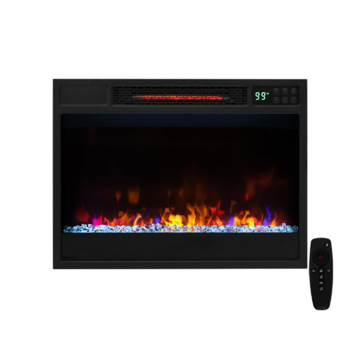 Hivvago 23 Inch 1500W Recessed Electric Fireplace Insert with Remote Control-Black