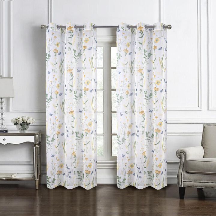 RT Designers Collection Kelce Doily Grommet Light Filtering Window Curtains for Bedroom 54" x 90" Gold