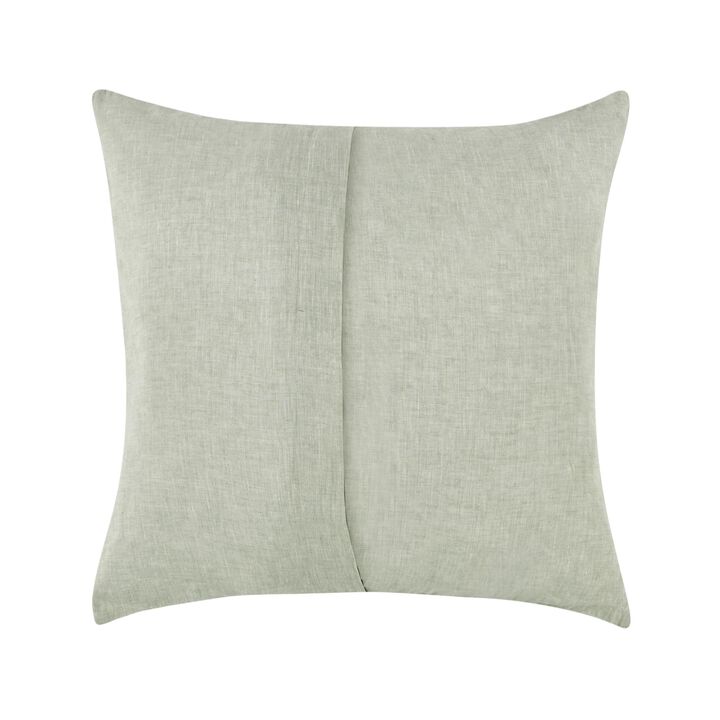 Savi Square Euro Pillow Sham, Sage Linen, Cotton, Cashmere, 26 Inch - Benzara