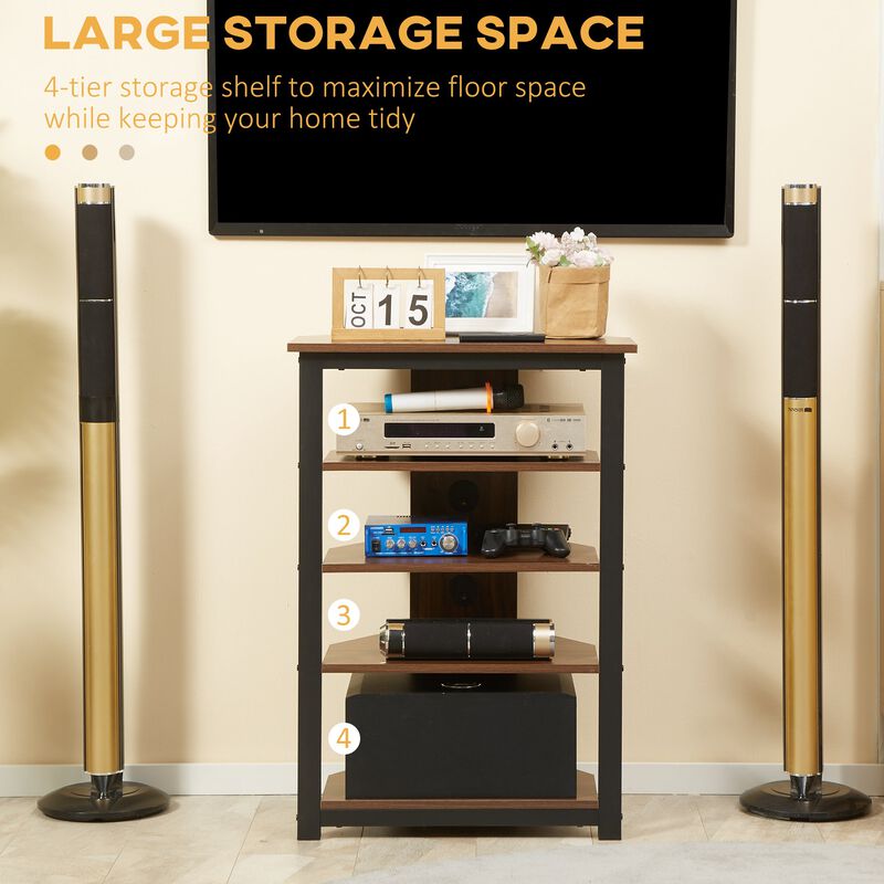 Brown TV Center: Corner Stand with Shelves for Living Room