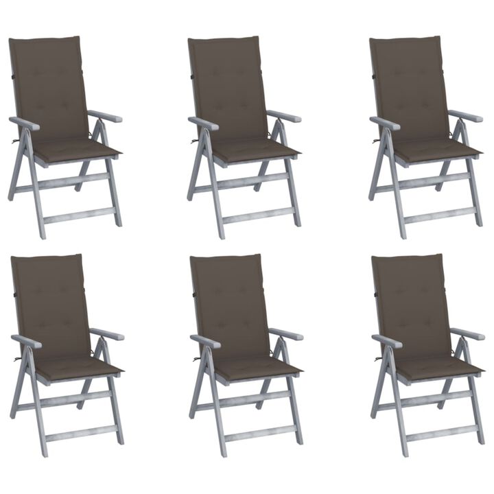 vidaXL Garden Reclining Chairs 6 pcs with Cushions Solid Acacia Wood