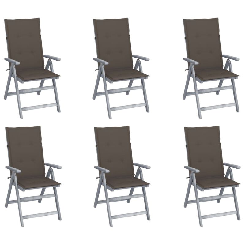 vidaXL Garden Reclining Chairs 6 pcs with Cushions Solid Acacia Wood