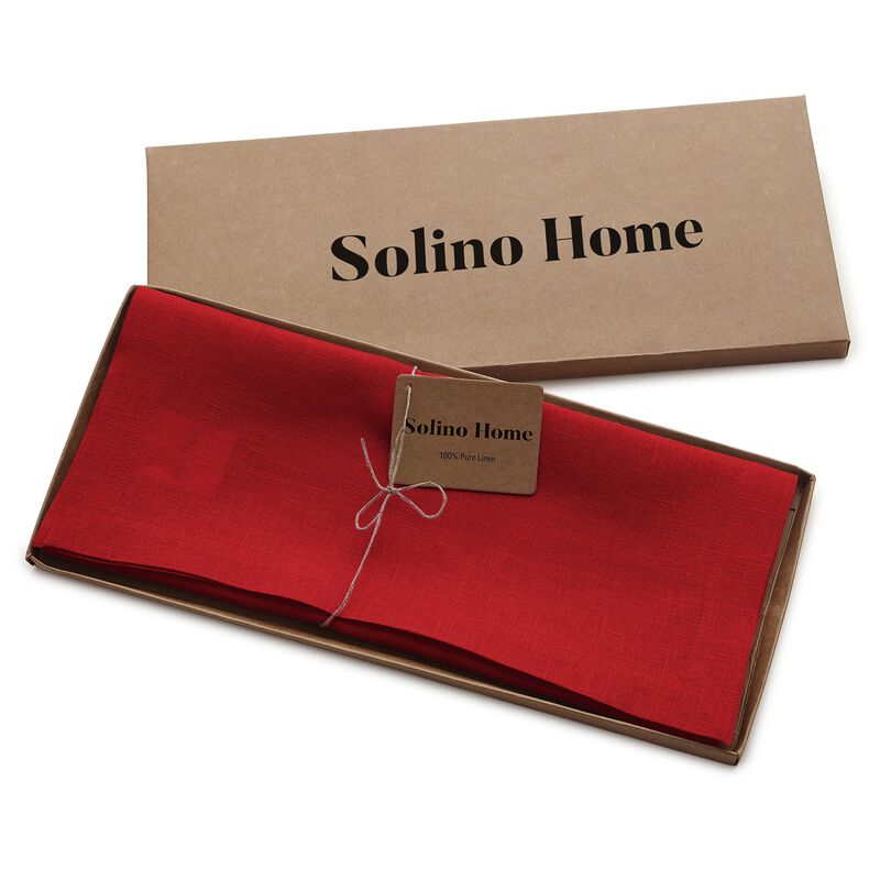 Solino Home 100% Pure Linen Table Runner | Fete for Valentine;s
