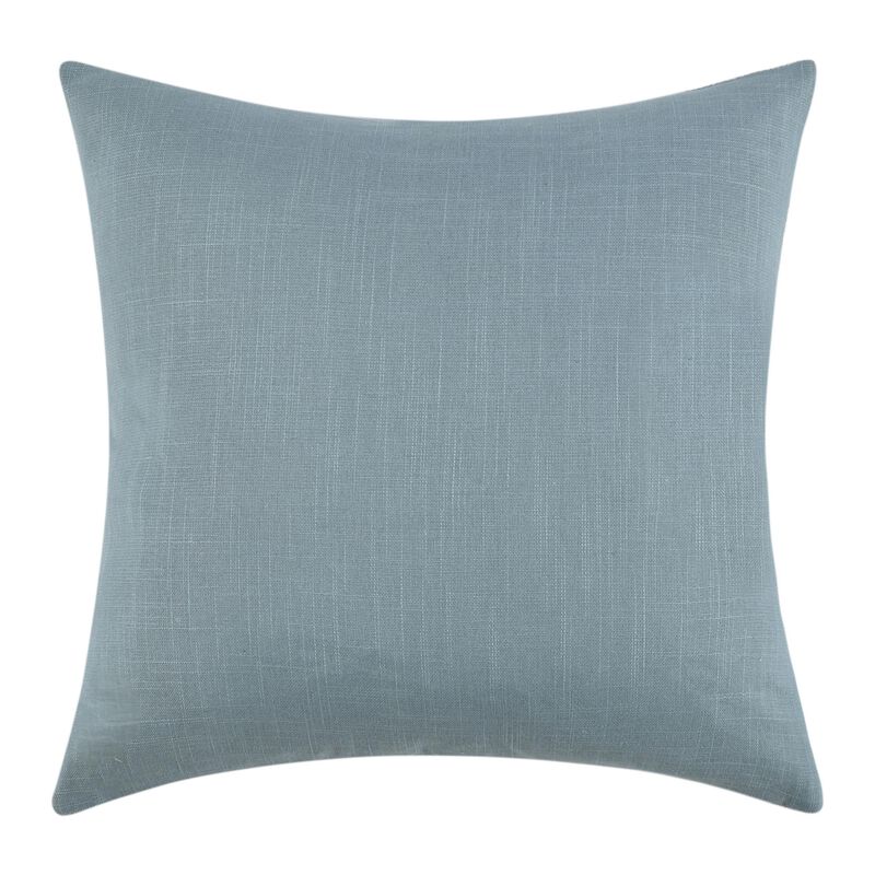 Throw Pillow, Coastal Modern Striped Pattern, 22 Inch Blue Flax Linen - Benzara