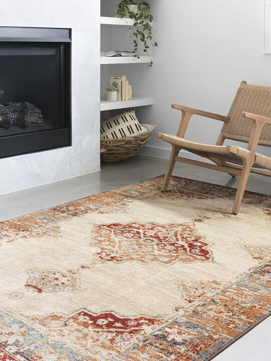 Isadora ISA04 Antique Ivory/Sunset 18" x 18" Sample Rug by Loloi II