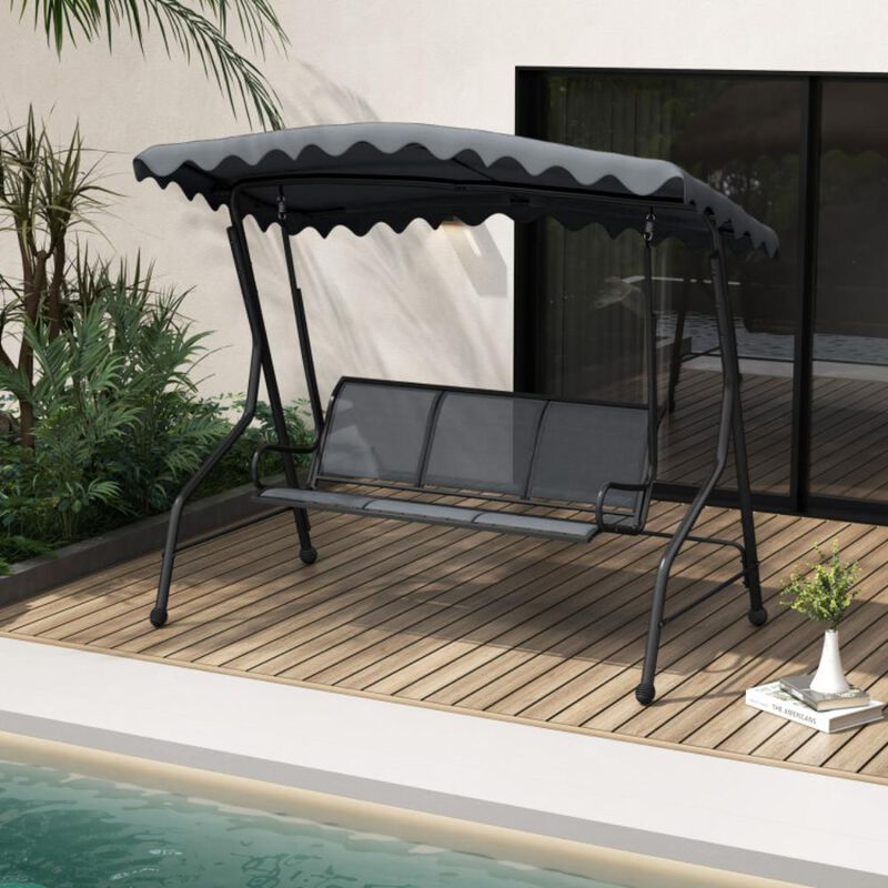 Hivvago 3-Seat Outdoor Porch Canopy Swing with Adjustable Shading