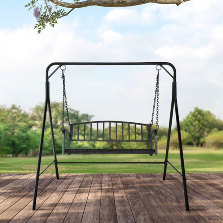 Sturdy Iron Art Swing with Vertical Bar Backrest and 200kg Capacity