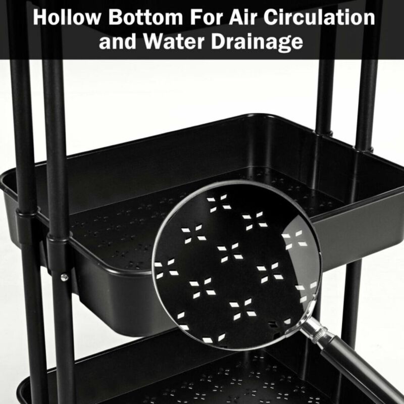 Hivvago 3-Tier Utility Cart Storage Rolling Cart with Casters