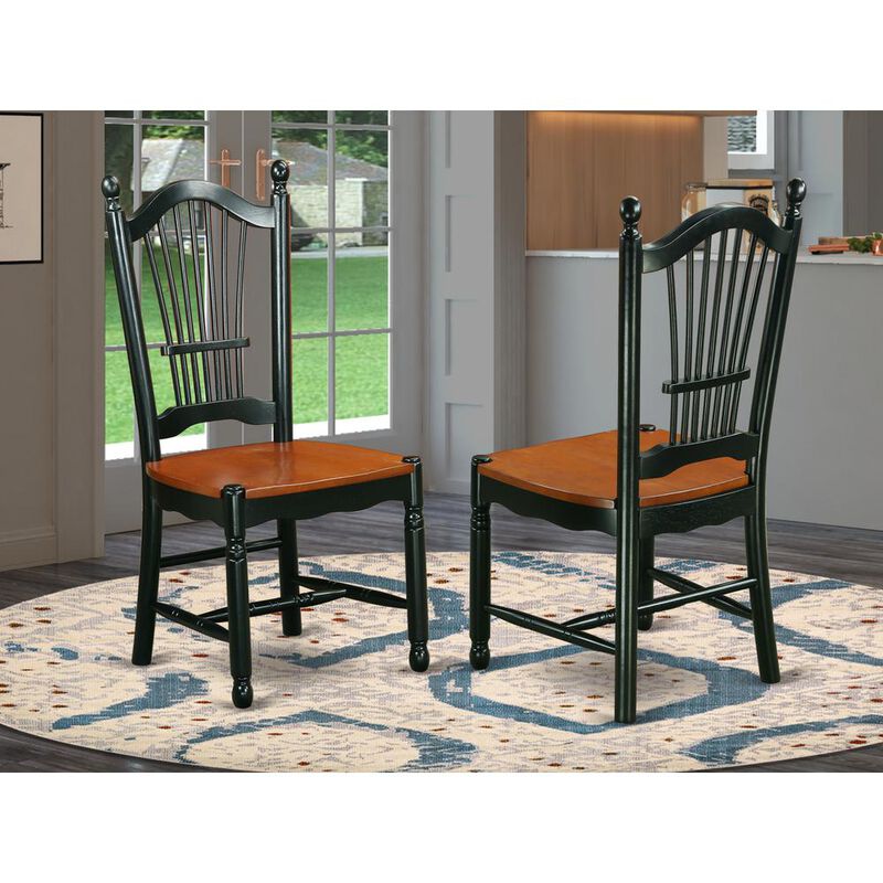 East West Furniture Dining Chair Black & Cherry, DOC-BCH-W