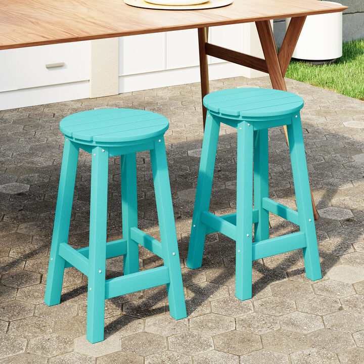 WestinTrends 24" HDPE Outdoor Patio Round Counter Height Bar Stool Set of 2
