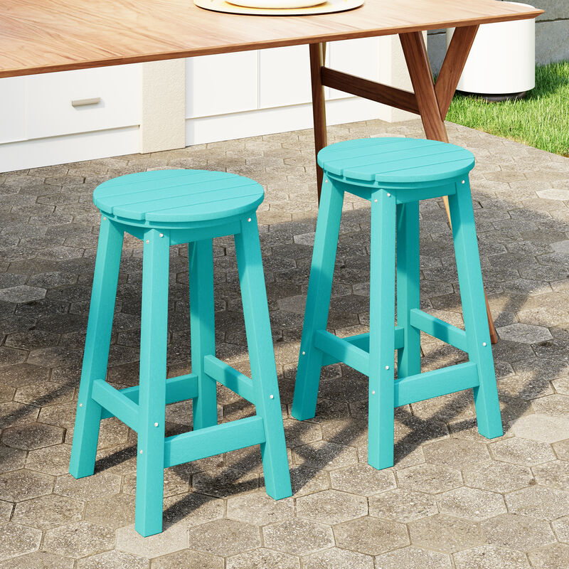 WestinTrends 24" HDPE Outdoor Patio Round Counter Height Bar Stool Set of 2