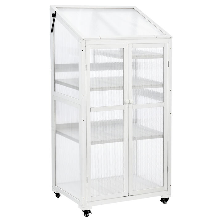 62" Wood Greenhouse with Wheels & Adjustable Shelves