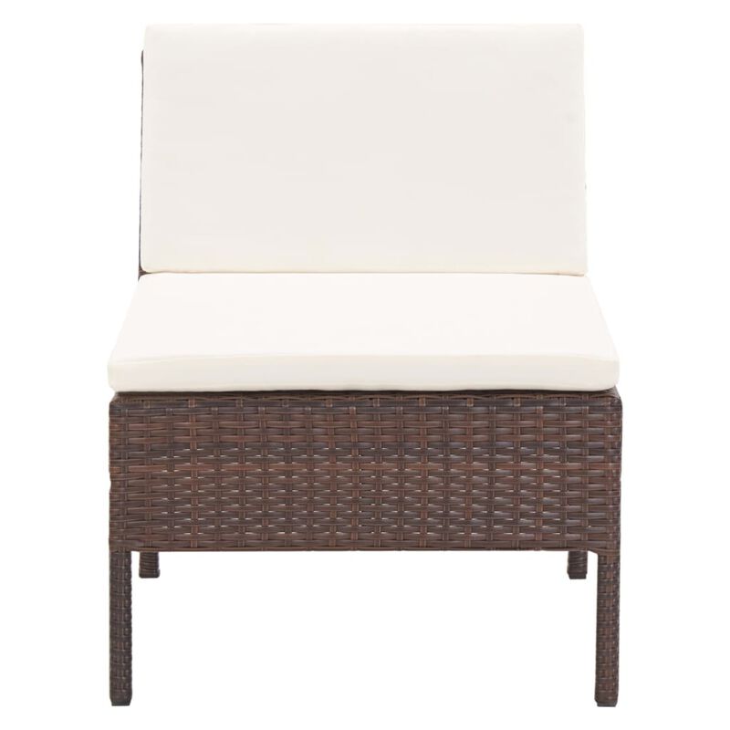 vidaXL 5 Piece Garden Sofa Set with Cushions Poly Rattan Brown