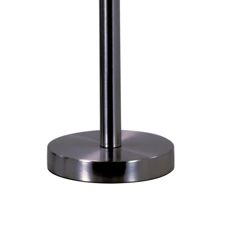 Febe 26 Inch Table Lamp, Large Bulb Shade, Glass, Metal, Black Nickel-Benzara