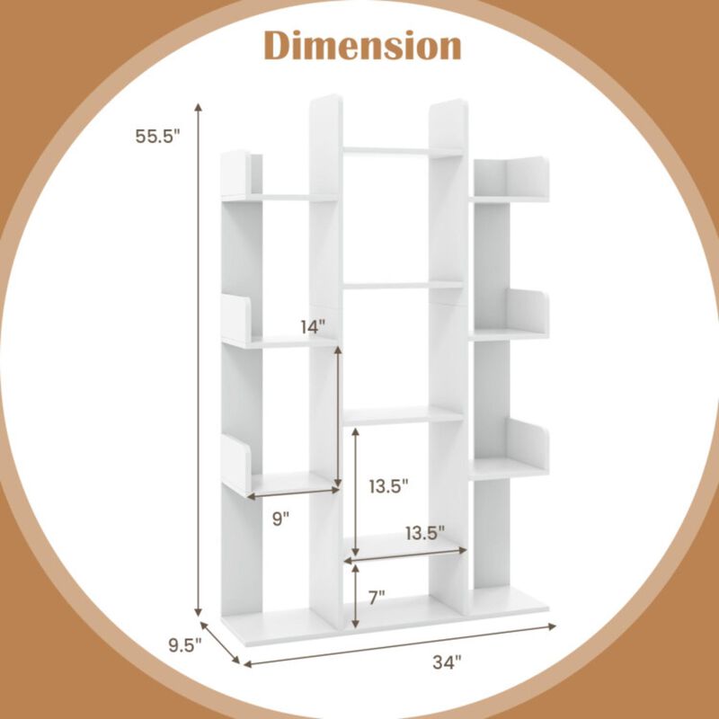 Hivvago Tree-Shaped Bookshelf with 13 Compartments