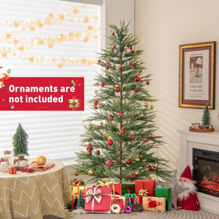 Hivvago 6.5/7.5 Feet Artificial Cypress Christmas Tree Pre-lit Hinged