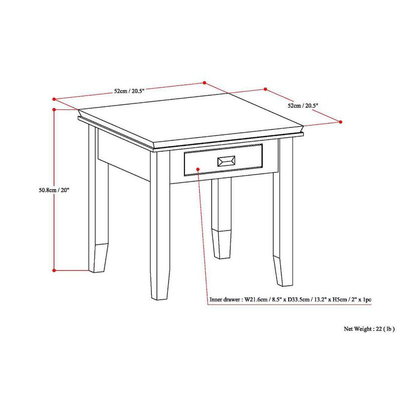 Simpli Home Artisan Solid Wood End Table In Black