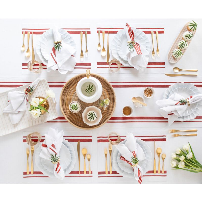 Solino Home 100% Pure Linen Table Runner | French Stripe