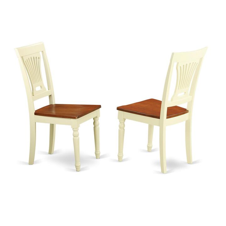 East West Furniture Plainville  Kitchen  dining  Chair  Wood  Seat  -  Buttermilk  and  Cherry  Finish,  Set  of  2