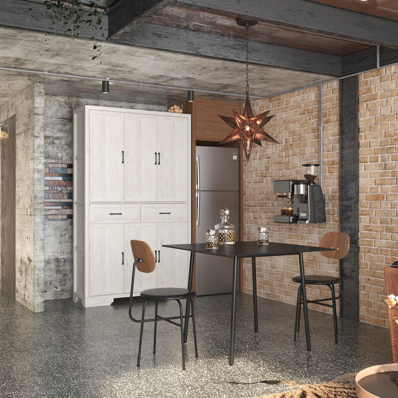 FUFU&GAGA Modern Dark Wood Sideboard – 6 Doors & 2 Drawers, Spacious P2-Grade MDF Kitchen Buffet Cabinet (47.2" W x 15.7" D x 78.7" H), Dark Wood