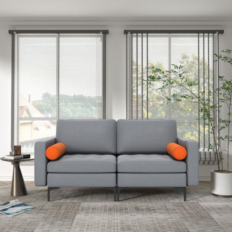 Hivvago Modern Loveseat Sofa with 2 Bolsters and Side Storage Pocket