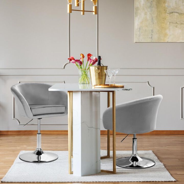 Hivvago 360 Degree Swivel Makeup Stool Accent Chair with Round Back and Metal Base