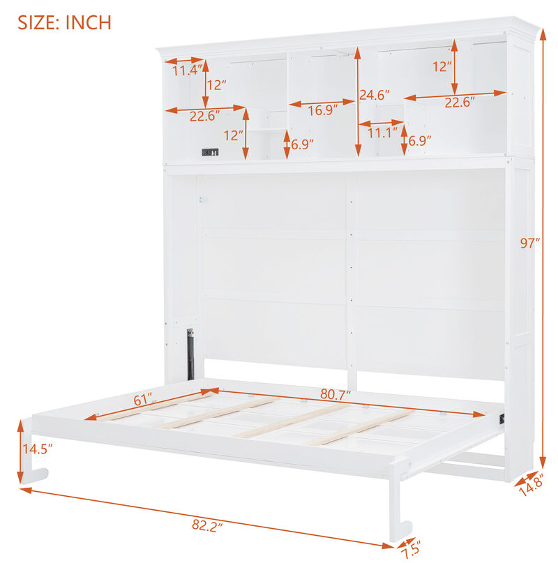 Merax Murphy Bed Wall Bed with Storage Shelves