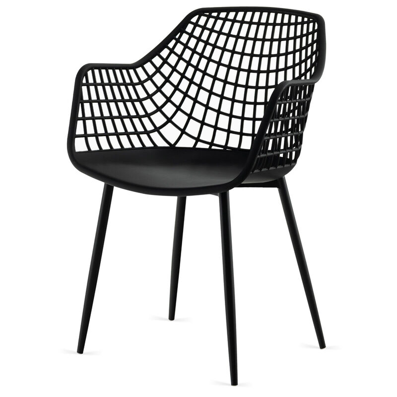 Set of 4 Heavy Duty Modern Dining Chair with Airy Hollow Backrest