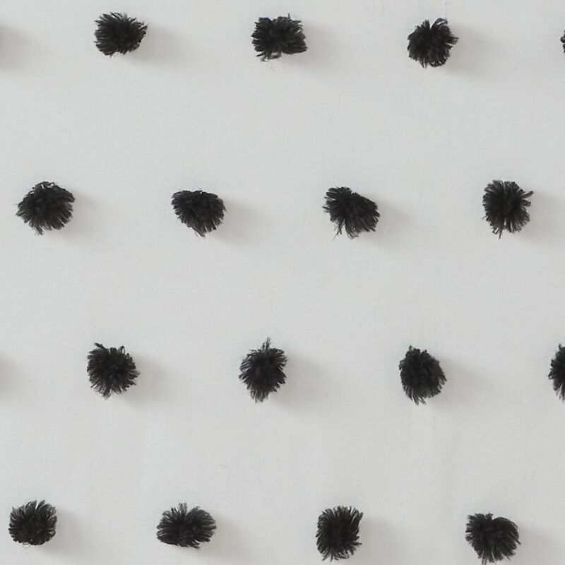 Belen Kox Black Pom Pom Clip Shower Curtain, Belen Kox