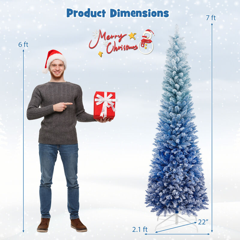 Gradient Snow Flocked Artificial Christmas Tree