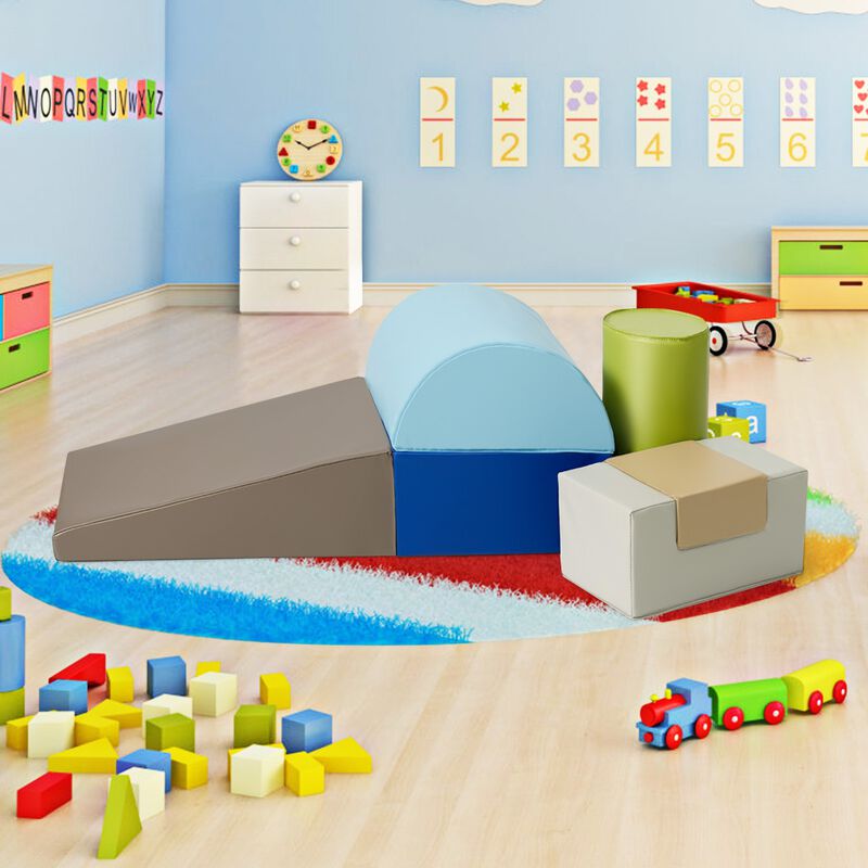 6 Piece Climb Crawl Play Set Indoor Baby Toddler-Grey