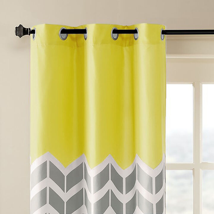 Gracie Mills Alethea Vibrant Chevron Printed Room Darkening Panel Pair - 42x63"