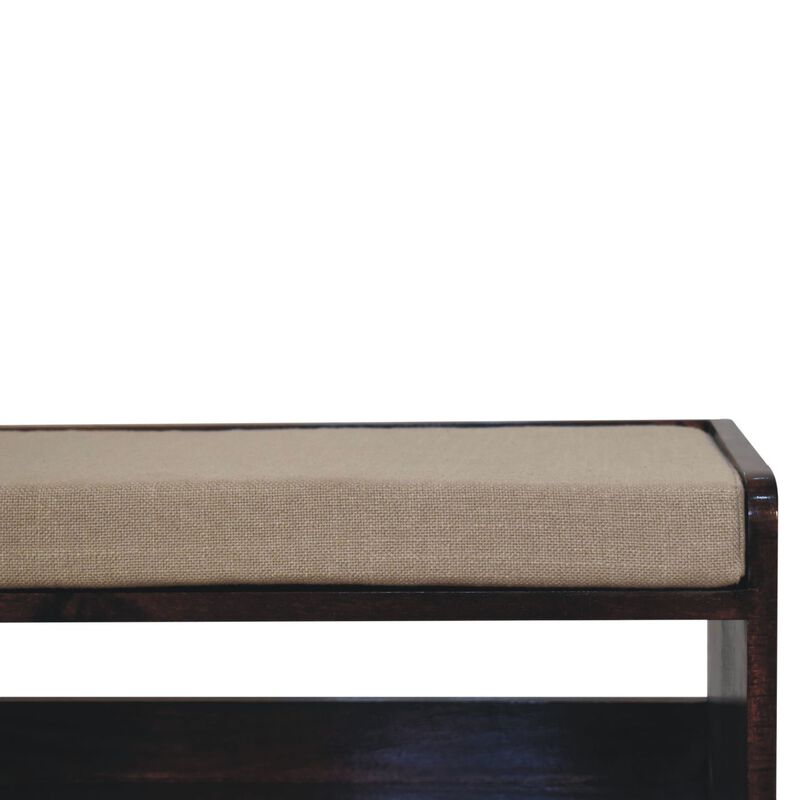 Artisan Furniture Solid Wood California Walnut bench with mud linen seat pad