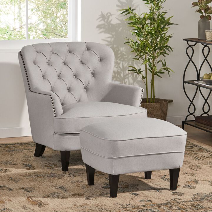 Merax Contemporary Fabric Club Chair and Ottoman Set