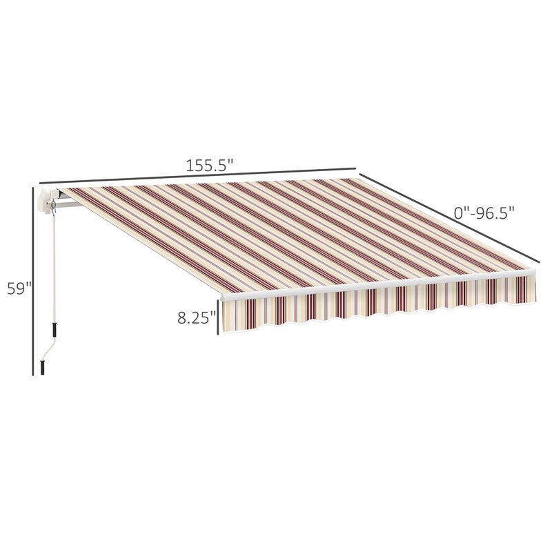 Crimson Yard Cover: 13x8 Adjustable Retractable Patio Awning