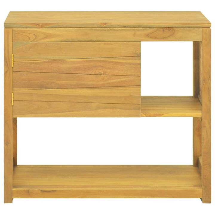 vidaXL Solid Wood Teak Bathroom Cabinet- Retro Style, Ample Storage, Exceptional Durability, Unique Wood Grains, 33.5"x15.7"x29.5"